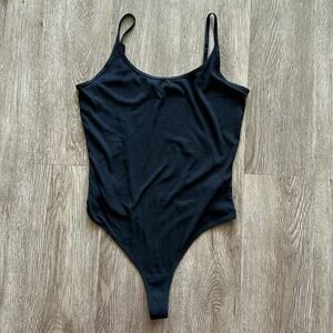 Athleta Black Essence Strappy Ribbed Bodysuit Size XS